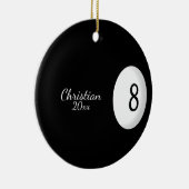 Acht Ball Billiard Name und Jahr Keramik Ornament (Rechts)