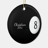 Acht Ball Billiard Name und Jahr Keramik Ornament (Links)