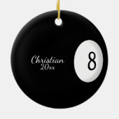 Acht Ball Billiard Name und Jahr Keramik Ornament (Hinten)