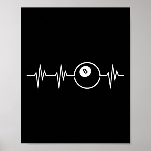 Acht Ball Heartbeat Funny Billiard Lover oder spie Poster (Vorne)