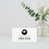 Acht Ball, Pool Club, Pool Player Business Card Visitenkarte (Stehend Vorderseite)