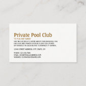 Acht Ball, Pool Club, Pool Player Business Card Visitenkarte (Rückseite)
