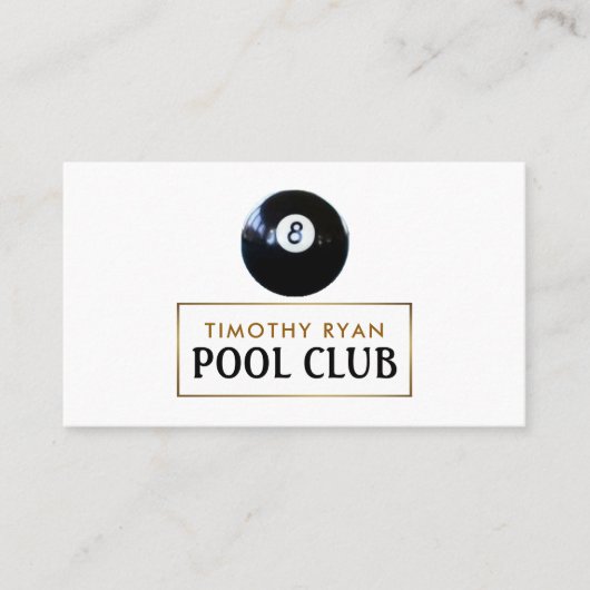 Acht Ball, Pool Club, Pool Player Business Card Visitenkarte (Vorderseite)