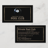 Acht Ball, Pool Club, Pool Player Visitenkarte (Vorne/Hinten)