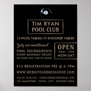 Acht Ball, Pool Club, Snooker Club Werbung Poster
