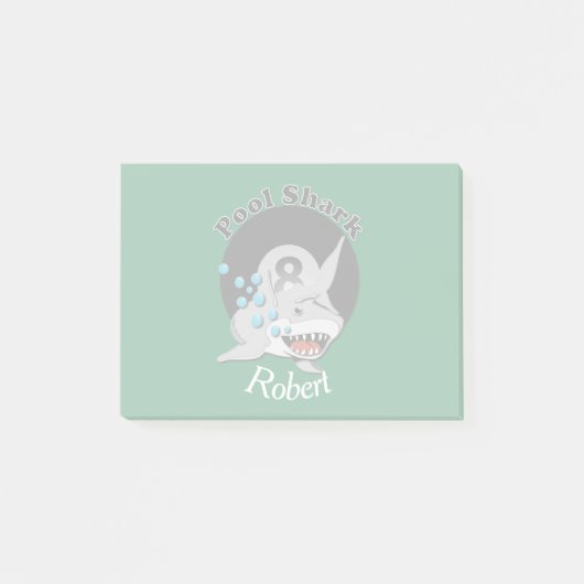 Acht Ball-Pool-Haifisch-Logo mit Namen Post-it Klebezettel (Vorderseite)