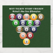 Acht-Ball-Rack-Billard-Balls 8-Ball-Pool-Spiel Bierflaschenetikett (Einzelnes Label)