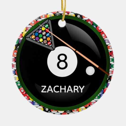 Acht-Ball-Spiel Keramik Ornament (Vorne)