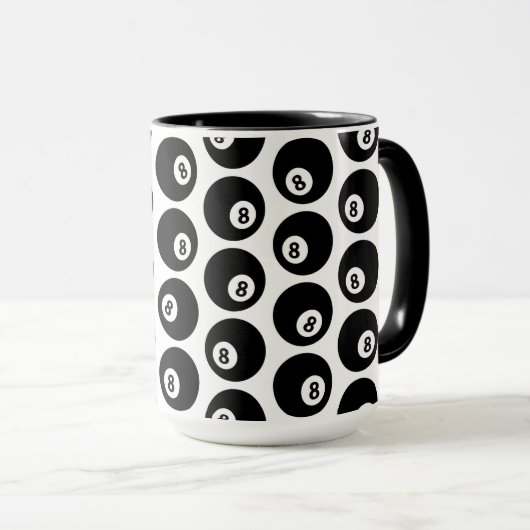 Acht Billard-Billard-Muster CUSTOM-FARBE Tasse (VorderseiteRechts)