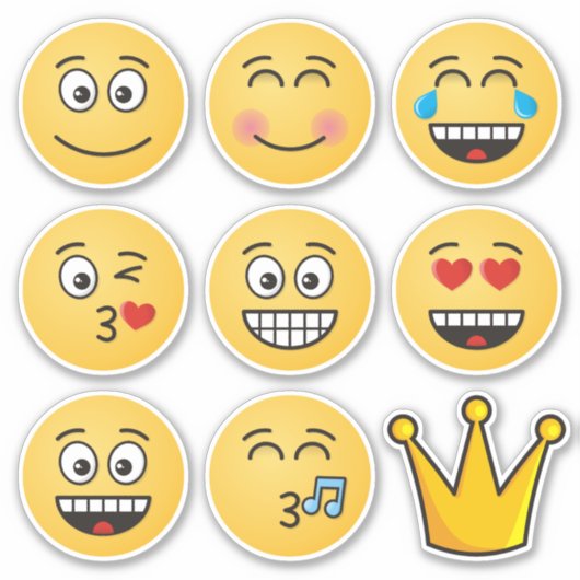 Acht Emojis und eine Krone Aufkleber (Vorderseite)