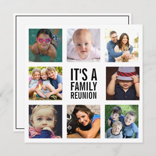 Acht Family Wiedersehen Foto Collage White Einladung (Vorne/Hinten)