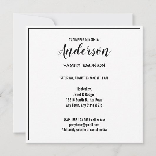 Acht Family Wiedersehen Foto Collage White Einladung (Rückseite)