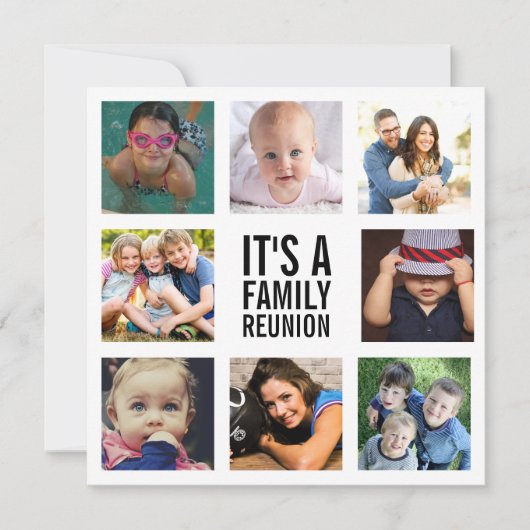 Acht Family Wiedersehen Foto Collage White Einladung (Vorderseite)