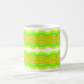 Acht farbige, grün und gelb gezeichnete Flachmuste Kaffeetasse (VorderseiteRechts)