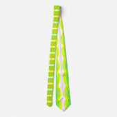 Acht farbige, grün und gelb gezeichnete Flachmuste Krawatte (Rückseite)