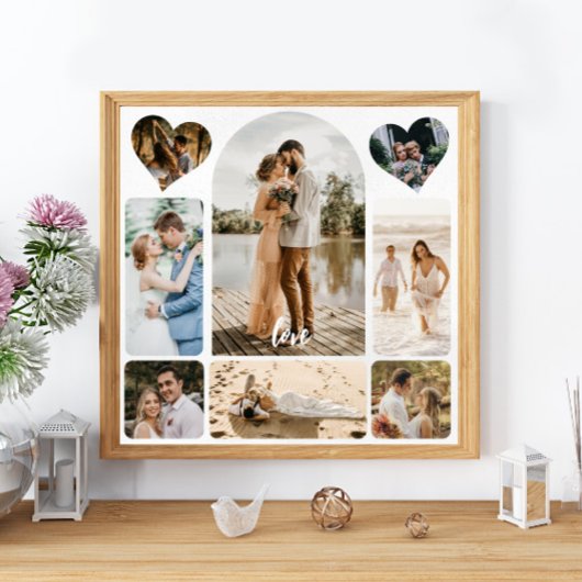 Acht Foto Collage Couple Wedding Eintritt Zeichen Poster
