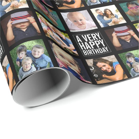 Acht Foto Collage Happy Birthday Wrapping Paper Geschenkpapier (Rolleneckpunkt)