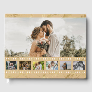 Acht Foto Collage Movie Inspirier Gold Foil Couple Gästebuch
