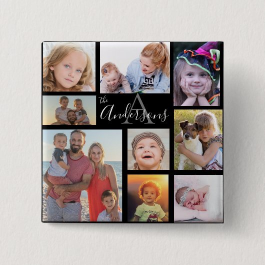 Acht Foto der Monogram-Familie individuell Button (Vorderseite)