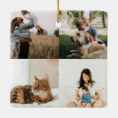 Acht Foto Square Collage Minimales Family Foto Keramikornament (Rückseite)