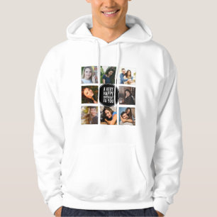 Acht Geburtstagsfoto Collage Schwarz und Weiß Hoodie