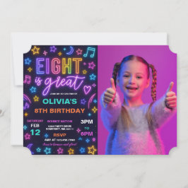 Acht ist das große Nebel Glow 8. Geburtstagsparty  Einladung