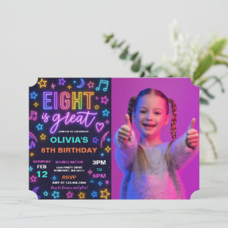 Acht ist das große Nebel Glow 8. Geburtstagsparty Einladung
