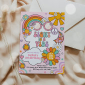 Acht ist ein Vibe Groovy 70er Blume Power Geburtst Einladung