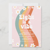 Acht ist ein Vibe Groovy daisy Regenbogen 8. Gebur Einladung (Vorderseite)