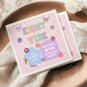 Acht ist ein Vibe Preppy Patch 8. Geburtstagsparty Serviette