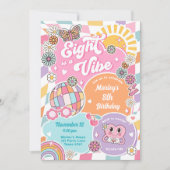 Acht ist ein Vibe Retro Preppy Varsity Birthday Einladung (Vorderseite)