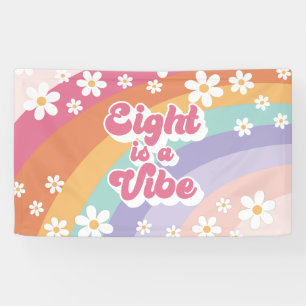 Acht ist eine Stimmung Retro Regenbogen 8. Geburts Banner