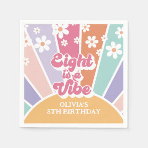 Acht ist eine Vibe Retro Sunshine Rainbow Daisy Serviette