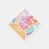 Acht ist eine Vibe Retro Sunshine Rainbow Daisy Serviette (Ecke)