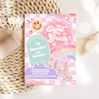 Acht ist großartige Cloud-Regenbogen-Disco 8. Gebu Einladung