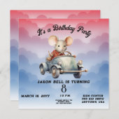 Acht-Jahres-Junge Geburtstag Maus Auto fahren Einladung (Vorne/Hinten)