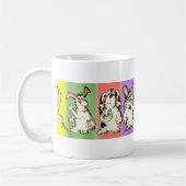 Acht Kaninchen-dumme Cartoon-Häschen-Kaffee-Tasse Kaffeetasse (Links)
