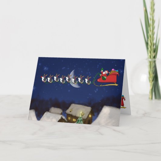 Acht kleine Pinguin-Gruß-Karte Feiertagskarte (Vorderseite)