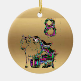 Acht Mädchen, die Goldweihnachtsdekoration Keramik Ornament