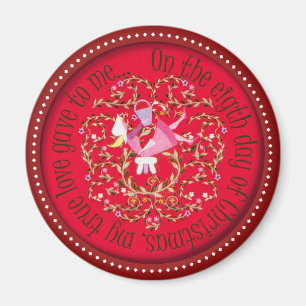 Acht Mädchen ein Melken - 12 Tage Weihnachten Magnet
