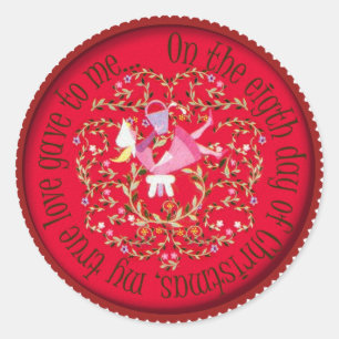 Acht Mädchen ein Melken - 12 Tage Weihnachten Runder Aufkleber