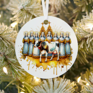 Acht Maid a Milk Zwölf Tage Weihnachten Ornament Aus Metall