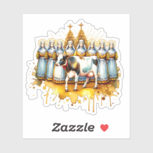 Acht Maid a Milking Zwölf Tage Weihnachten Aufkleber