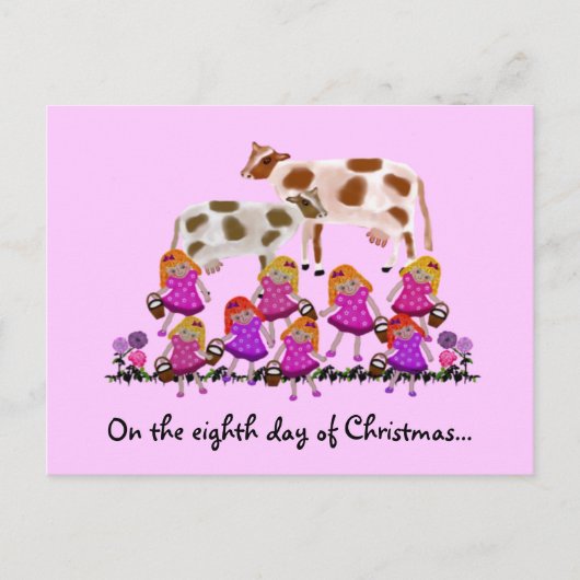 Acht Milchkarten Feiertagspostkarte (Vorderseite)