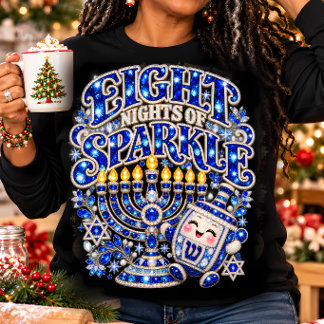 Acht Nächte der blauen Hanukkah-Menora-Dreidel Tri-Blend Shirt