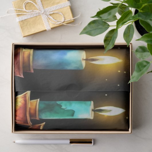 Acht Nächte des Lichts! Wasserfarbe Menorah Seidenpapier (Geschenk)