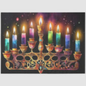 Acht Nächte des Lichts! Wasserfarbe Menorah Seidenpapier (Vorderseite)