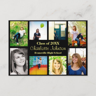 Acht/neun Fotos Abschluss Announcement-3x5Black Einladung
