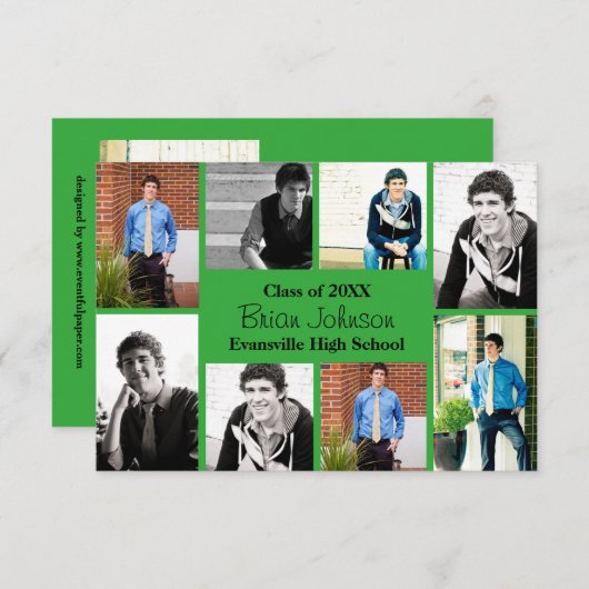 Acht/neun Fotos Grün - 3x5 Grad Bekanntgabe Einladung (Vorne/Hinten)