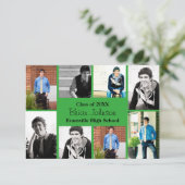 Acht/neun Fotos Grün - 3x5 Grad Bekanntgabe Einladung (Stehend Vorderseite)